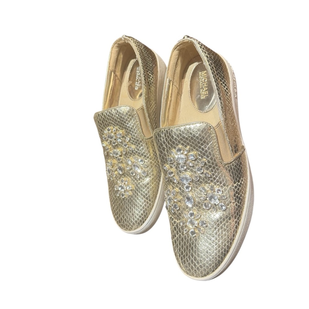 Michael Kors Gold Embellished Slip-On Sneakers - Picture 7 of 15
